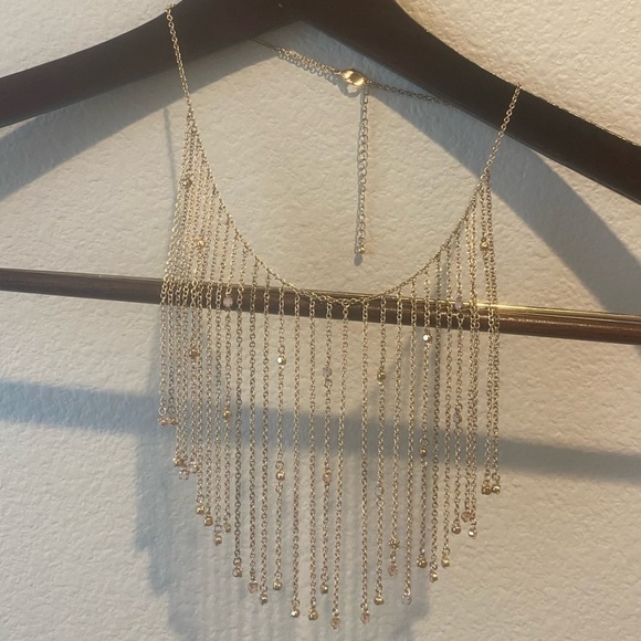 PROM Sale Chain and Rhinestone Necklace Gold Color Whimsigoth 2000’s - Picture 3 of 6